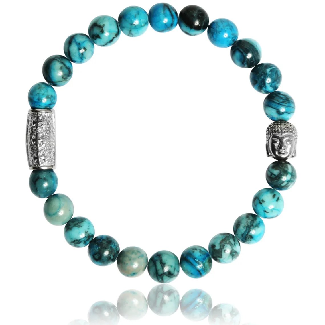 Lauren Steven Bracelet Design ML073 - Bracelet En Pierre Naturelle Map Stone Bleue Homme | Homme Bracelet