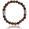 Lauren Steven Bracelet Design ML042 - Bracelet En Pierre Naturelle Oeil de Tigre Rouge Homme | Homme Bracelet