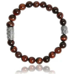 Lauren Steven Bracelet Design ML042 - Bracelet En Pierre Naturelle Oeil de Tigre Rouge Homme | Homme Bracelet