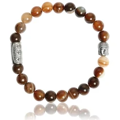 Lauren Steven Bracelet Design ML057 - Bracelet En Pierre Naturelle Agate Café Homme | Homme Bracelet
