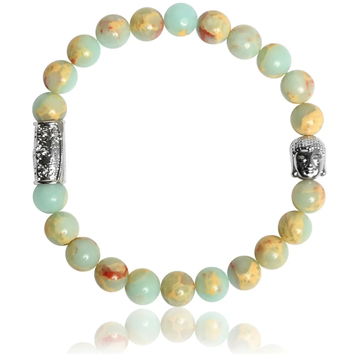 Lauren Steven Bracelet Design ML064 - Bracelet En Pierre Naturelle Jaspe Aqua Terra Blue Homme | Homme Bracelet
