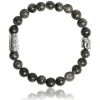 Lauren Steven Bracelet Design ML003 - Bracelet En Pierre Naturelle Larvikite Grise Homme | Homme Bracelet