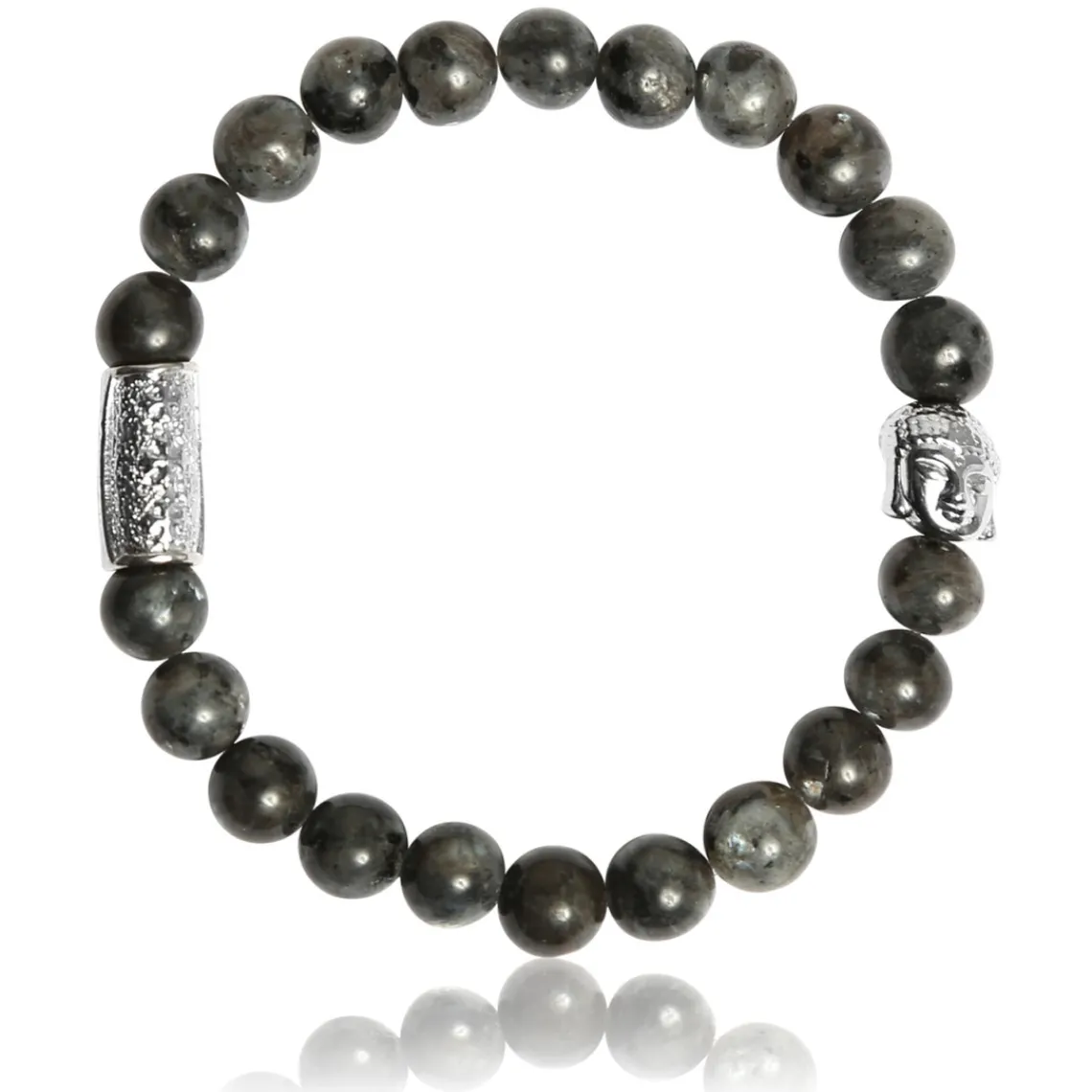 Lauren Steven Bracelet Design ML003 - Bracelet En Pierre Naturelle Larvikite Grise Homme | Homme Bracelet
