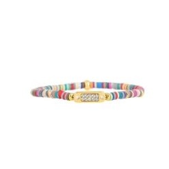 Les Interchangeables Bracelet A58765 - Mini Plaque 2 Rangs Perle Gomme Multicolore Foncé Femme | Femme Bracelet