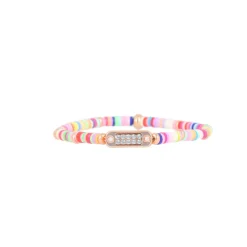 Les Interchangeables Bracelet A58764 - Mini Plaque 2 Rangs Perle Gomme Multicolore Clair Femme | Femme Bracelet