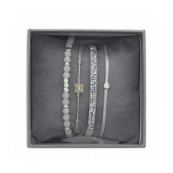 Les Interchangeables Bracelet A38628 - Bracelet Tissu Gris Cristaux de haute qualité Femme | Femme Bracelet