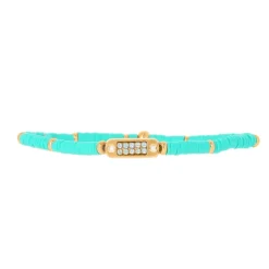 Les Interchangeables Bracelet A58624 - Mini Plaque 2 Rangs Perle Gomme Vert Femme | Femme Bracelet