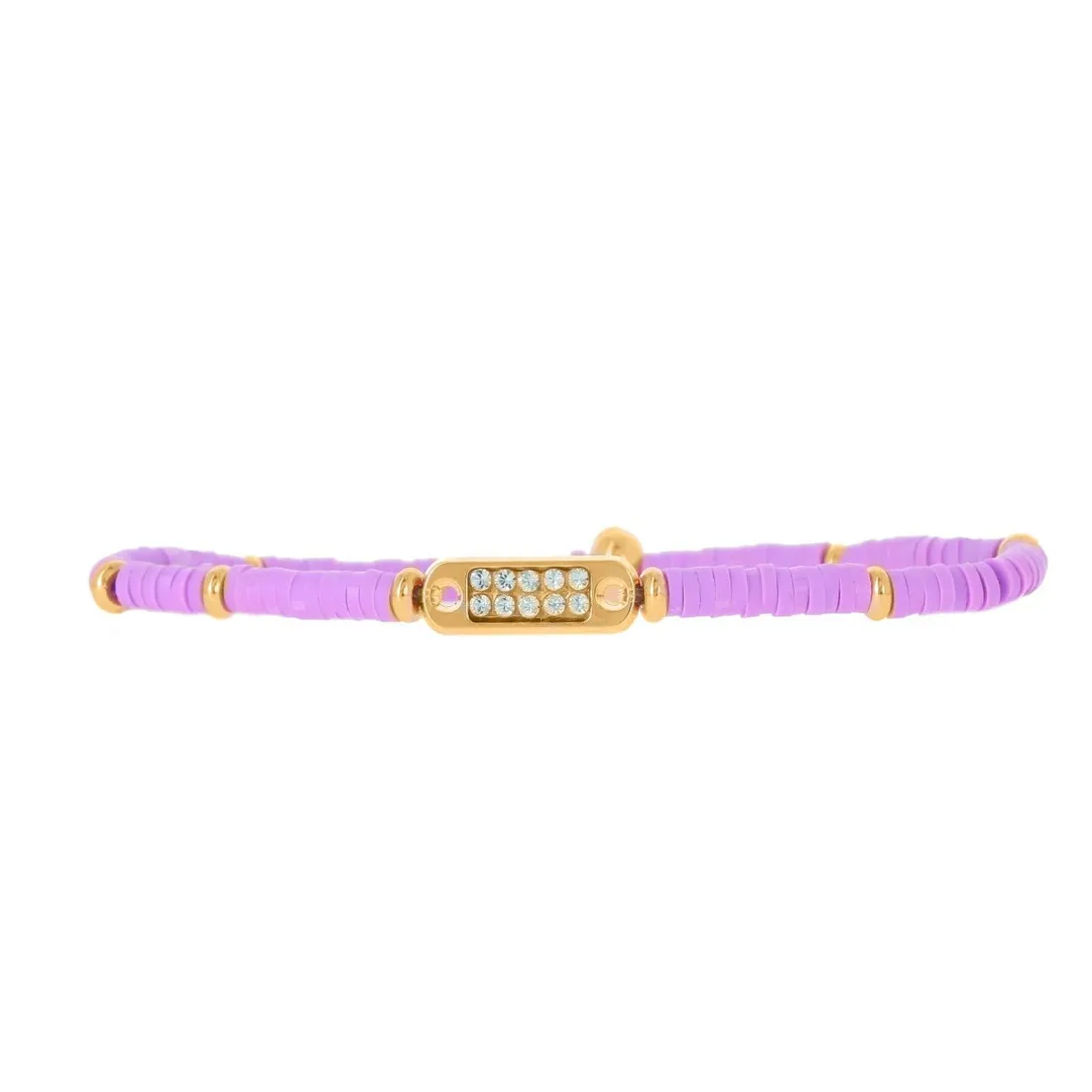 Les Interchangeables Bracelet A58620 - Mini Plaque 2 Rangs Perle Gomme Parme Femme | Femme Bracelet