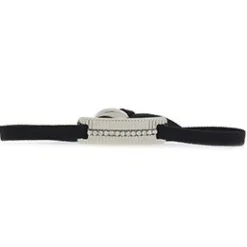 Les Interchangeables Bracelet A55867 - Plaque Ruban Strie Strasse Noir Palladium Femme | Femme Bracelet