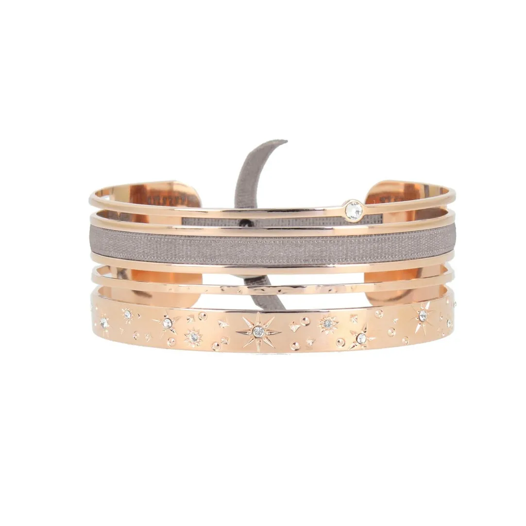 Les Interchangeables Bracelet A60074 - Manchette Ruban Galactique Beige Rose Femme | Femme Bracelet