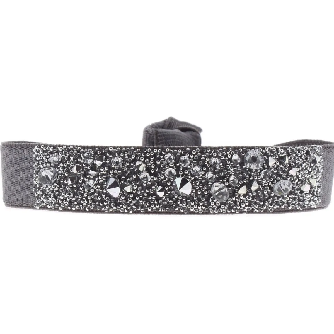 Les Interchangeables Bracelet A38129 - Bracelet Tissu Gris Cristaux de haute qualité Femme | Femme Bracelet