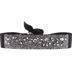 Les Interchangeables Bracelet A36458 - Bracelet Tissu Noir Cristaux de haute qualité Femme | Femme Bracelet