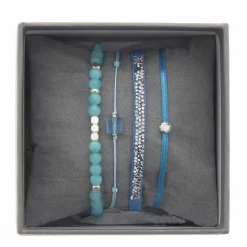 Les Interchangeables Bracelet A38646 - Bracelet Tissu Turquoise Cristaux de haute qualité Femme | Femme Bracelet