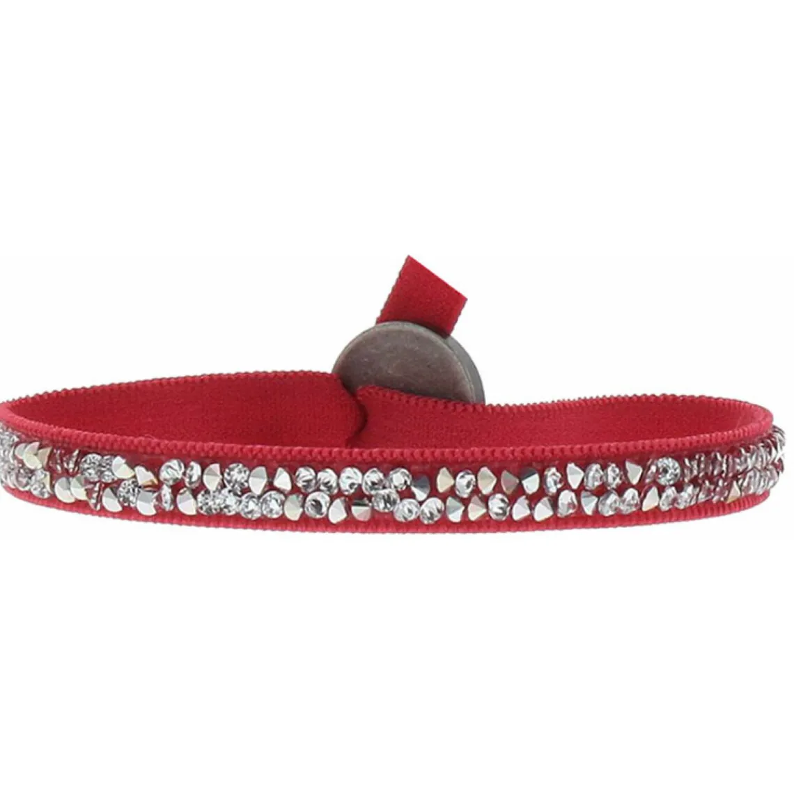 Les Interchangeables Bracelet A24939 - Bracelet Tissu Rouge Cristaux de haute qualité Femme | Femme Bracelet