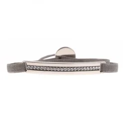 Les Interchangeables Bracelet A34905 - Bracelet Tissu Gris Cristaux de haute qualité Femme | Femme Bracelet