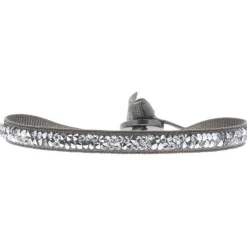Les Interchangeables Bracelet A24930 - Bracelet Tissu Marron Cristaux de haute qualité Femme | Femme Bracelet