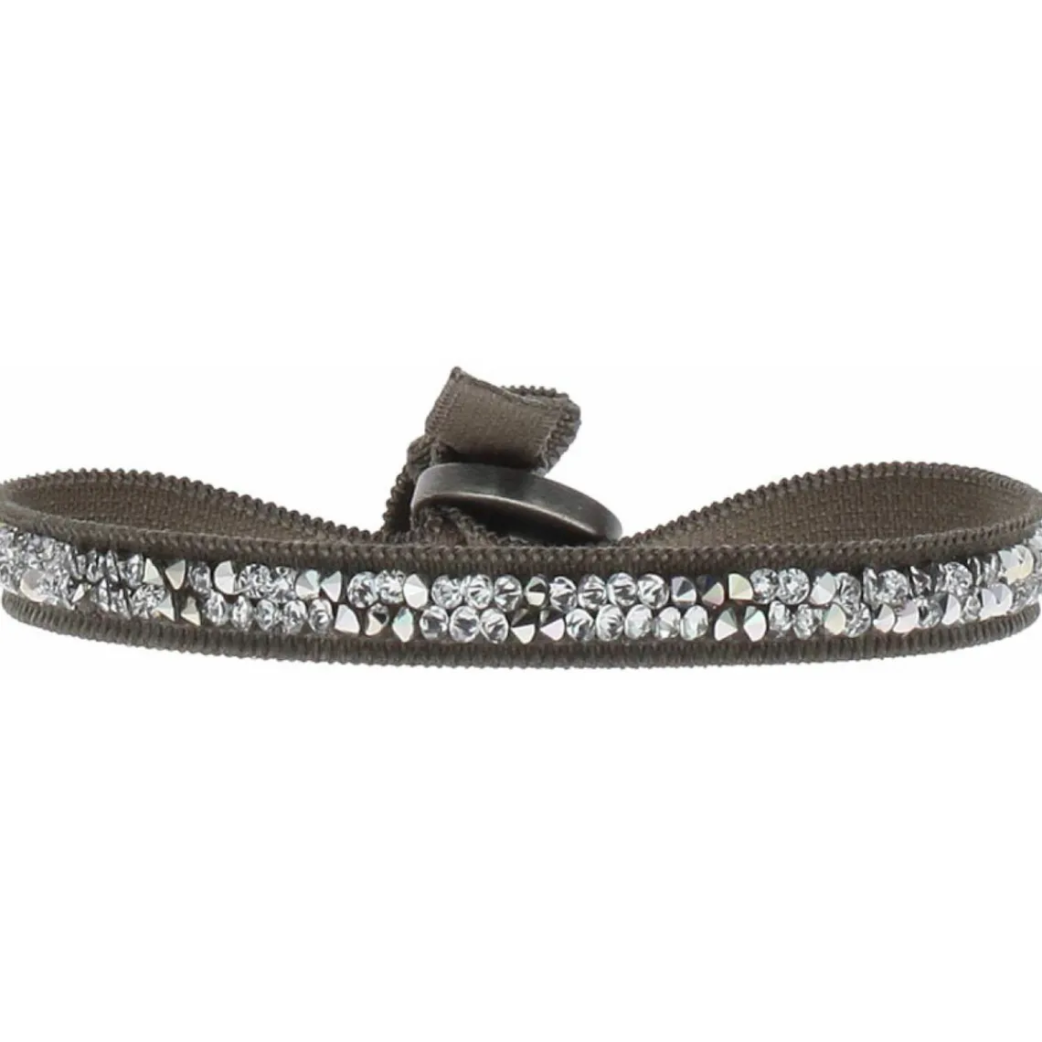 Les Interchangeables Bracelet A24932 - Bracelet Tissu Marron Cristaux de haute qualité Femme | Femme Bracelet