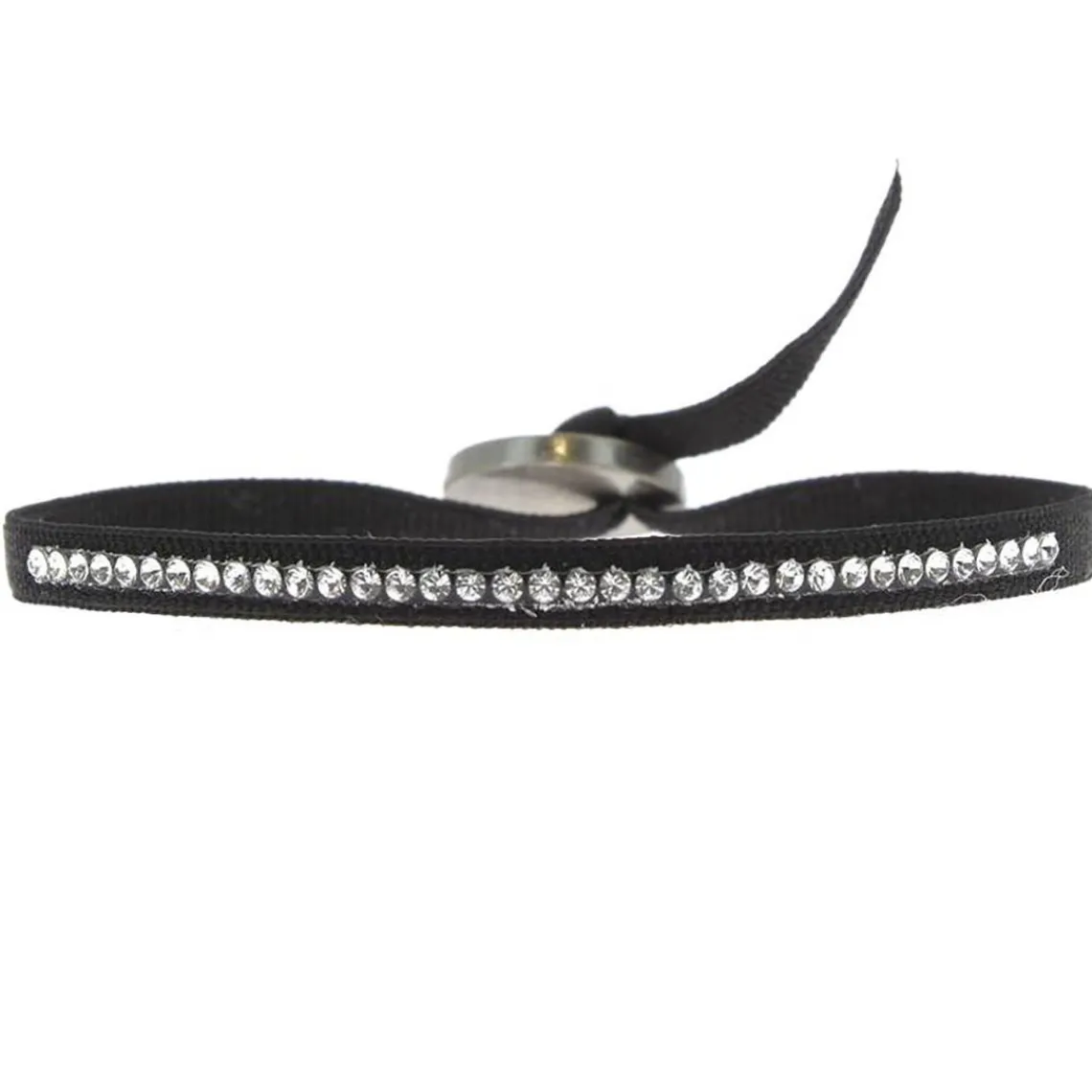 Les Interchangeables Bracelet A17661 - Bracelet Tissu Noir Cristaux de haute qualité Femme | Femme Bracelet
