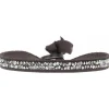 Les Interchangeables Bracelet A24931 - Bracelet Tissu Marron Cristaux de haute qualité Femme | Femme Bracelet