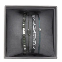 Les Interchangeables Bracelet A38631 - Bracelet Tissu Vert Cristaux de haute qualité Femme | Femme Bracelet