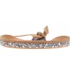 Les Interchangeables Bracelet A35010 - Bracelet Tissu Beige Cristaux de haute qualité Femme | Femme Bracelet