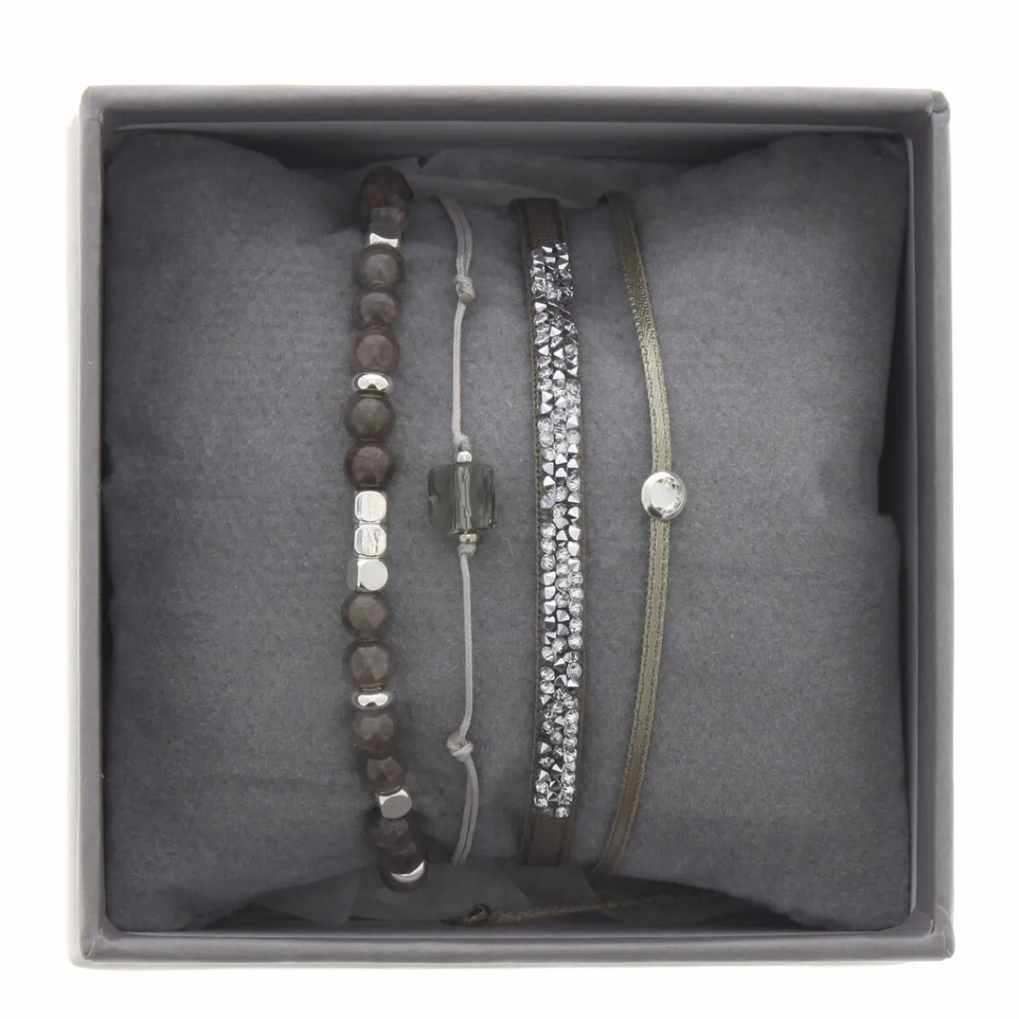 Les Interchangeables Bracelet A38630 - Bracelet Tissu Vert Cristaux de haute qualité Femme | Femme Bracelet