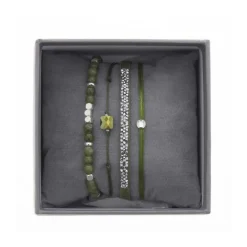 Les Interchangeables Bracelet A38627 - Bracelet Tissu Vert Cristaux de haute qualité Femme | Femme Bracelet