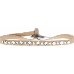 Les Interchangeables Bracelet A34639 - Bracelet Tissu Beige Cristaux de haute qualité Femme | Femme Bracelet