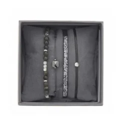 Les Interchangeables Bracelet A38626 - Bracelet Tissu Gris Cristaux de haute qualité Femme | Femme Bracelet