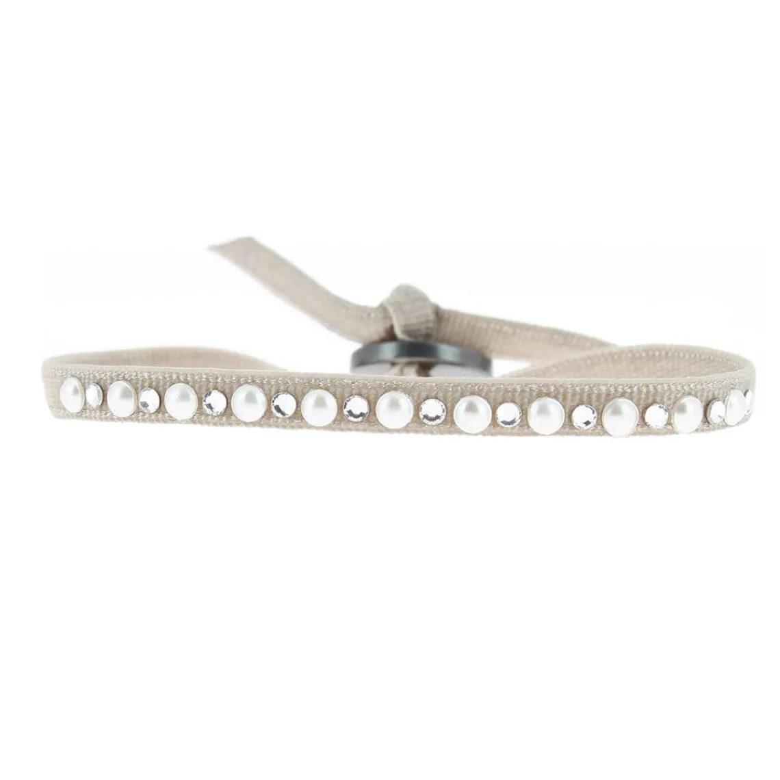 Les Interchangeables Bracelet A31506 - Bracelet Tissu Beige Cristaux de haute qualité Femme | Femme Bracelet