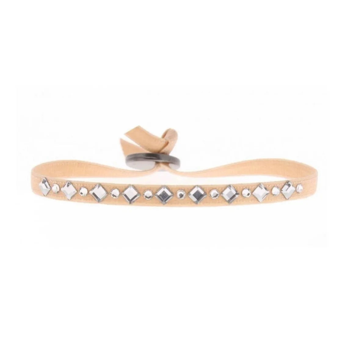 Les Interchangeables Bracelet A37782 - Bracelet Tissu Beige Cristaux de haute qualité Femme | Femme Bracelet