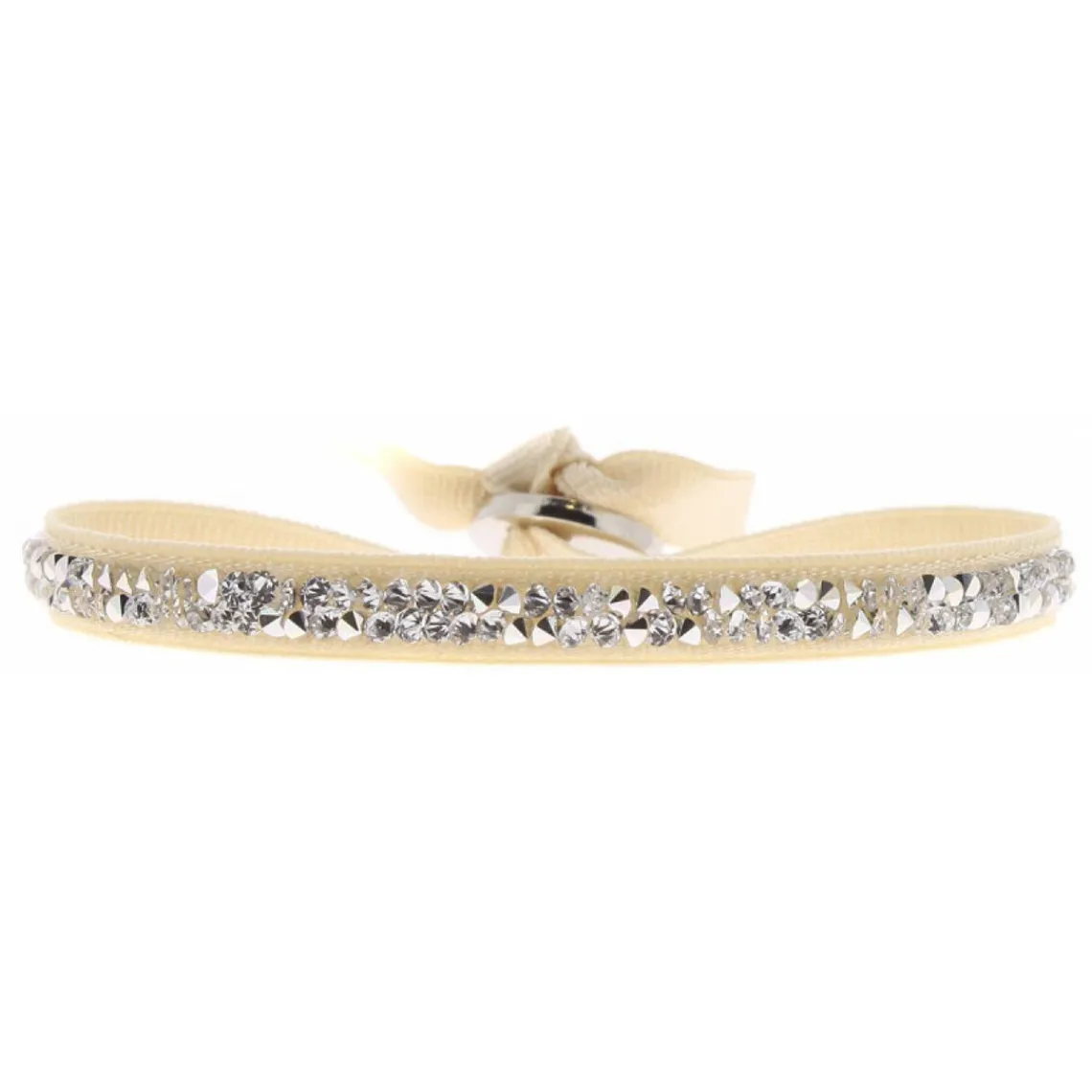 Les Interchangeables Bracelet A41159 - Bracelet Tissu Beige Cristaux de haute qualité Femme | Femme Bracelet