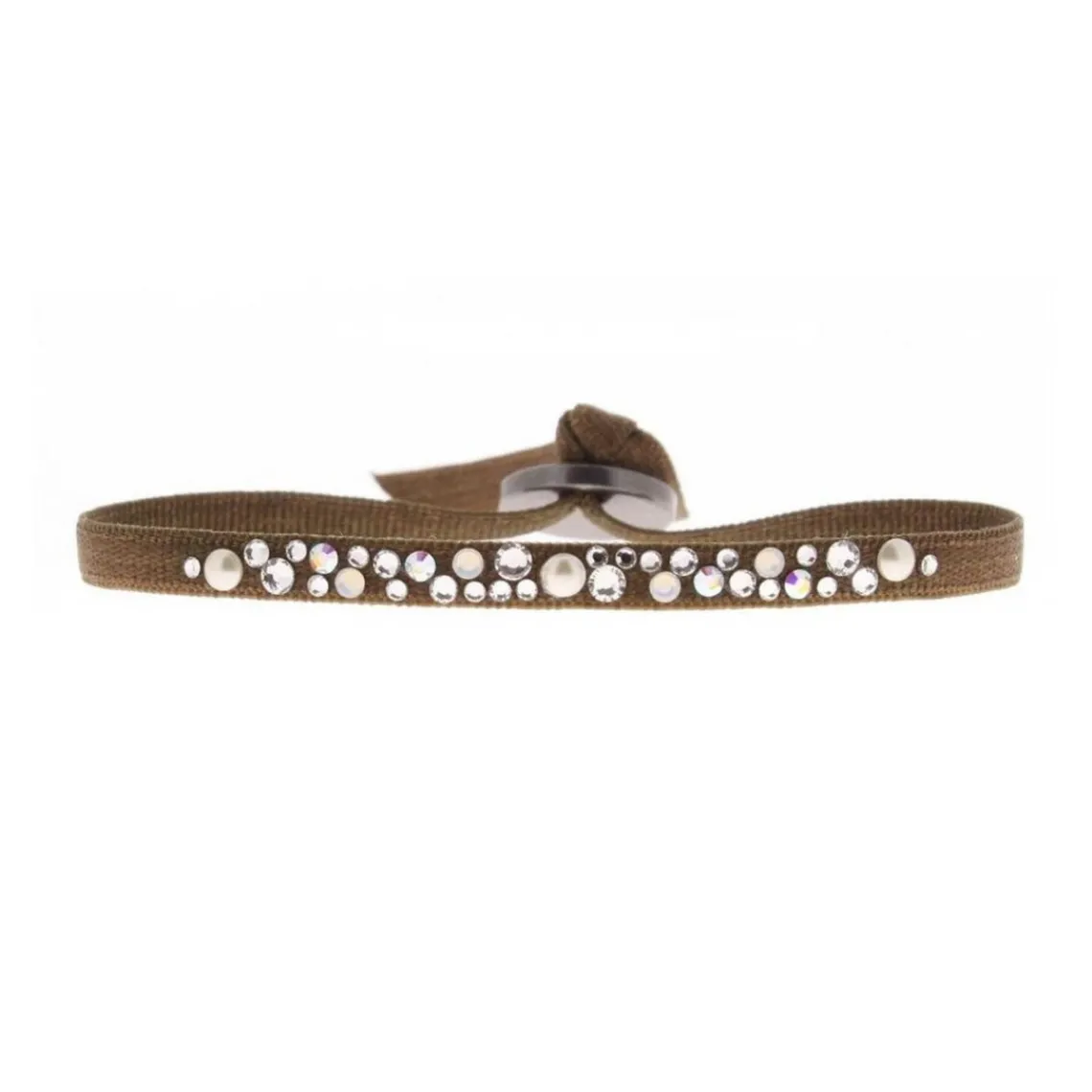 Les Interchangeables Bracelet A36708 - Bracelet Tissu Marron Cristaux de haute qualité Femme | Femme Bracelet