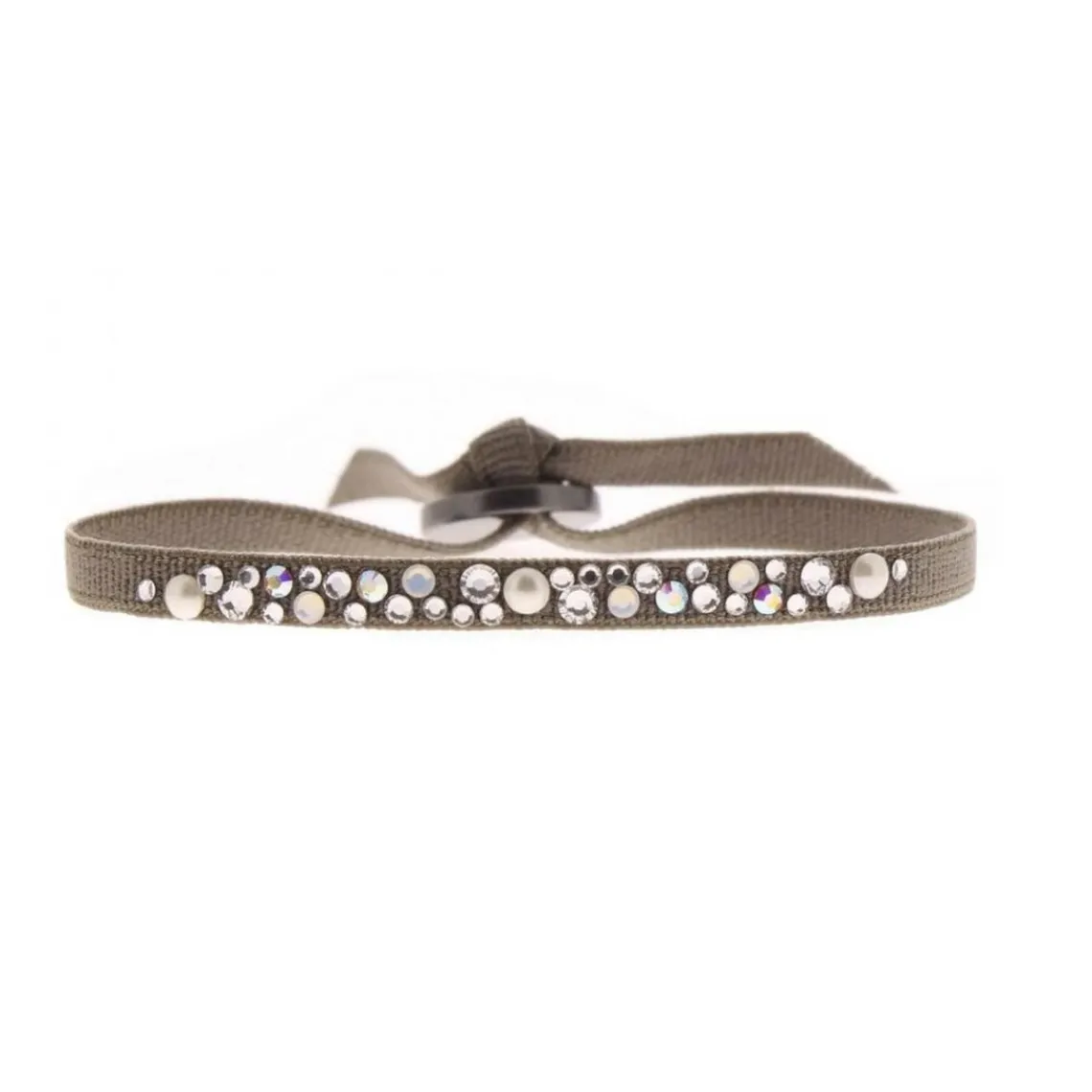 Les Interchangeables Bracelet A37678 - Bracelet Tissu Marron Cristaux de haute qualité Femme | Femme Bracelet