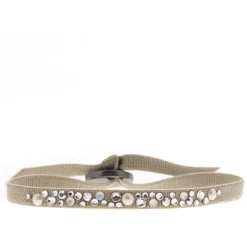 Les Interchangeables Bracelet A37677 - Bracelet Tissu Marron Cristaux de haute qualité Femme | Femme Bracelet