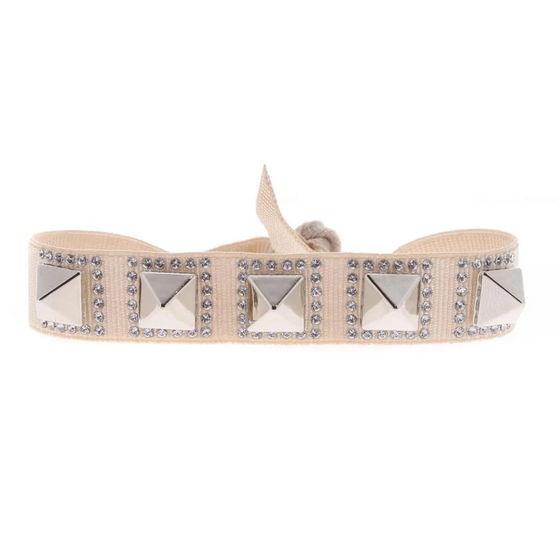Les Interchangeables Bracelet A35523 - Bracelet Tissu Métal Argenté Beige Femme | Femme Bracelet