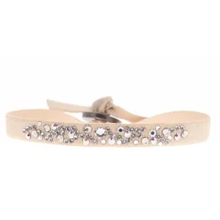 Les Interchangeables Bracelet A34565 - Bracelet Tissu Beige Cristaux de haute qualité Femme | Femme Bracelet