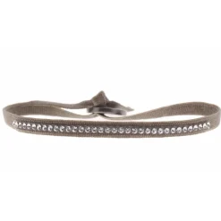 Les Interchangeables Bracelet A31426 - Bracelet Tissu Marron Cristaux de haute qualité Femme | Femme Bracelet