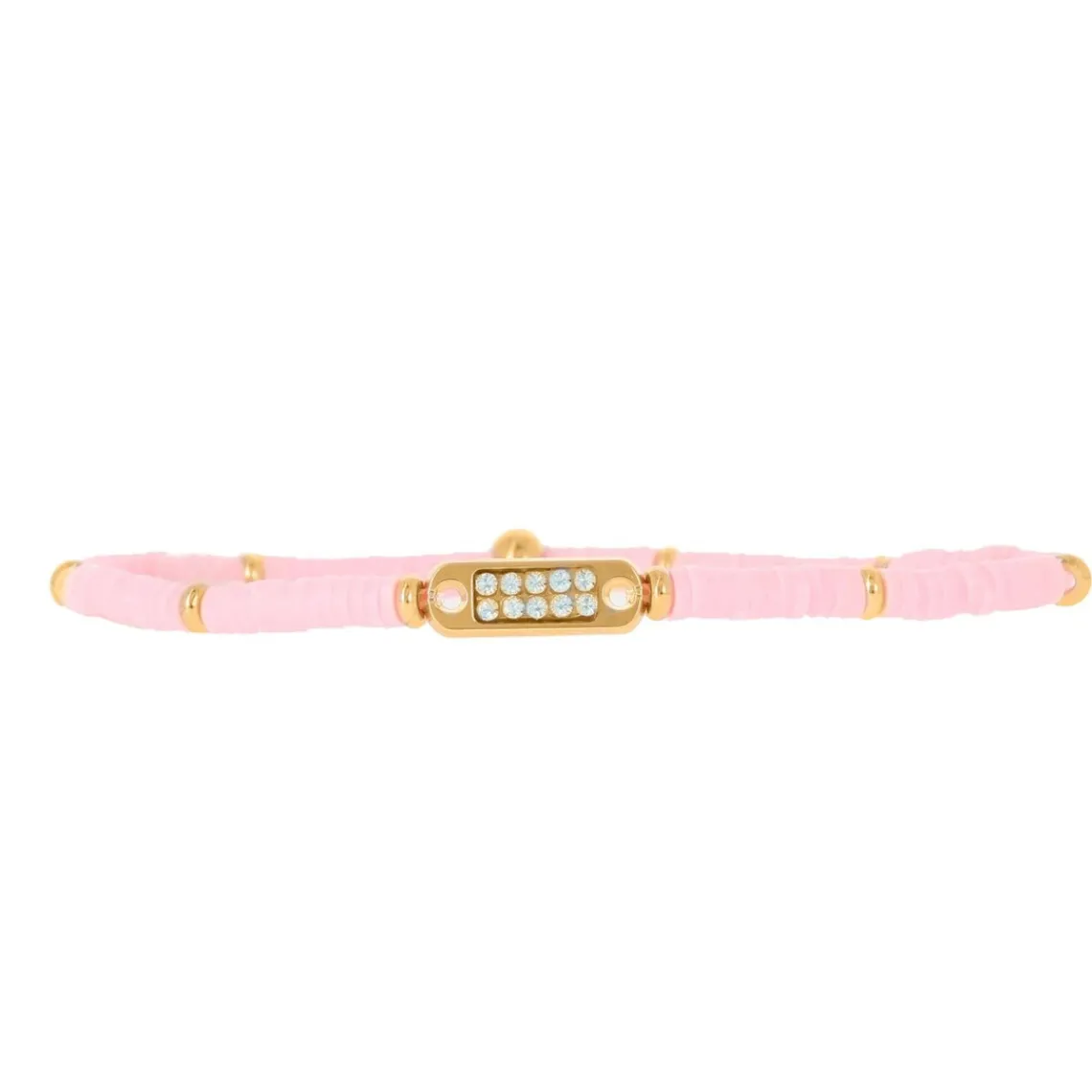 Les Interchangeables Bracelet A58621 - Mini Plaque 2 Rangs Perle Gomme Rose Femme | Femme Bracelet