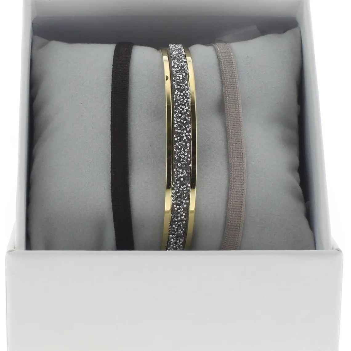 Les Interchangeables Bracelet A47069 - Bracelet Coffret Jonc Ruban Or Jaune Cristal Femme | Femme Bracelet