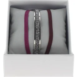 Les Interchangeables Bracelet A47068 - Bracelet Coffret Jonc Ruban Palladium Cristal Femme | Femme Bracelet