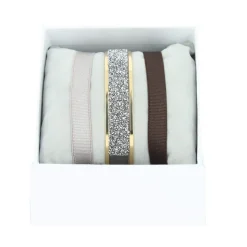 Les Interchangeables Bracelet A47065 - Bracelet Coffret Jonc Ruban Or Jaune Cristal Femme | Femme Bracelet