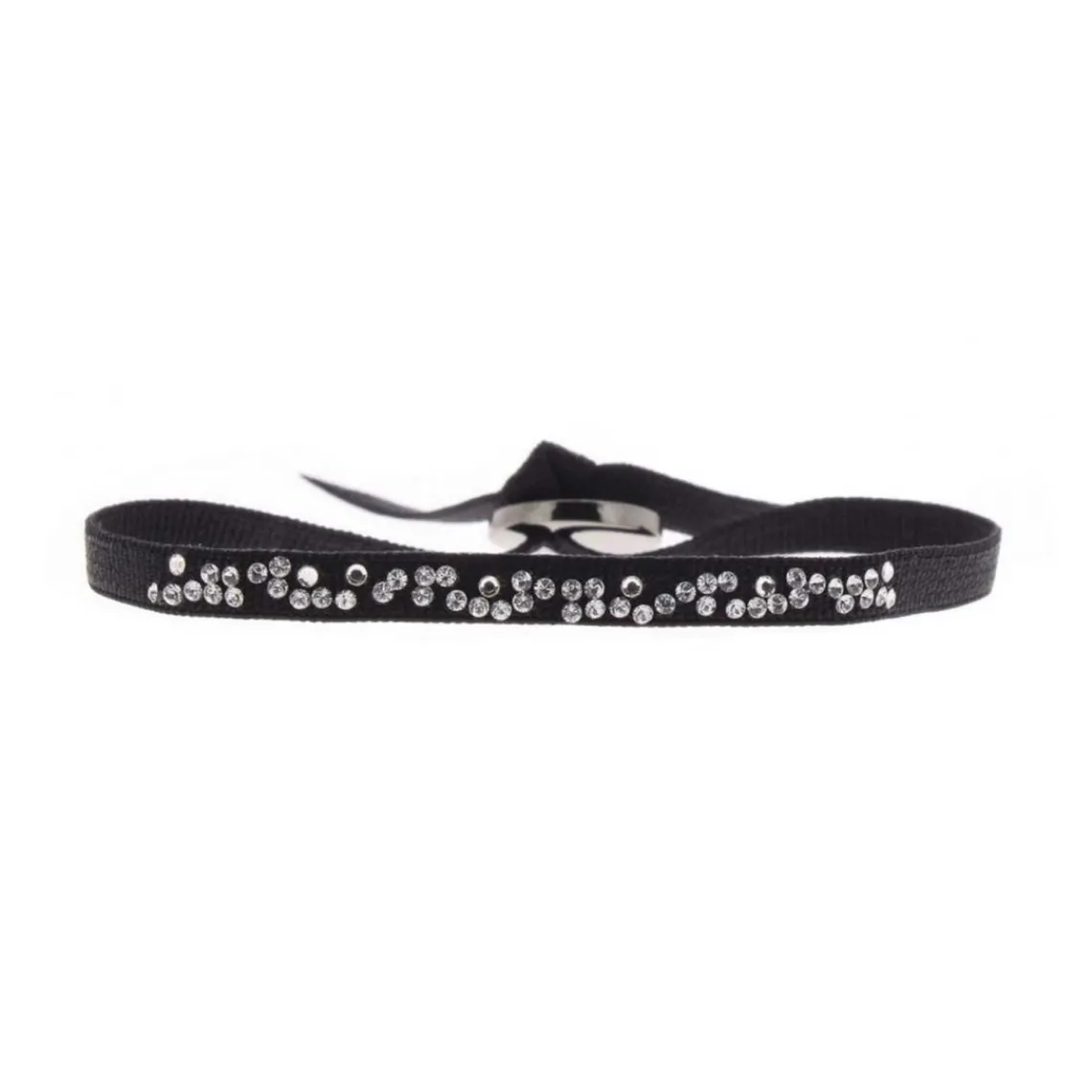 Les Interchangeables Bracelet A34482 - Bracelet Tissu Noir Cristaux de haute qualité Femme | Femme Bracelet