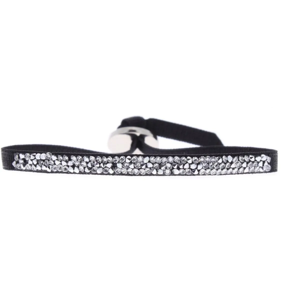 Les Interchangeables Bracelet A37032 - Bracelet Tissu Noir Cristaux de haute qualité Femme | Femme Bracelet