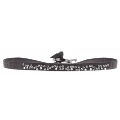 Les Interchangeables Bracelet A38412 - Bracelet Tissu Gris Cristaux de haute qualité Femme | Femme Bracelet