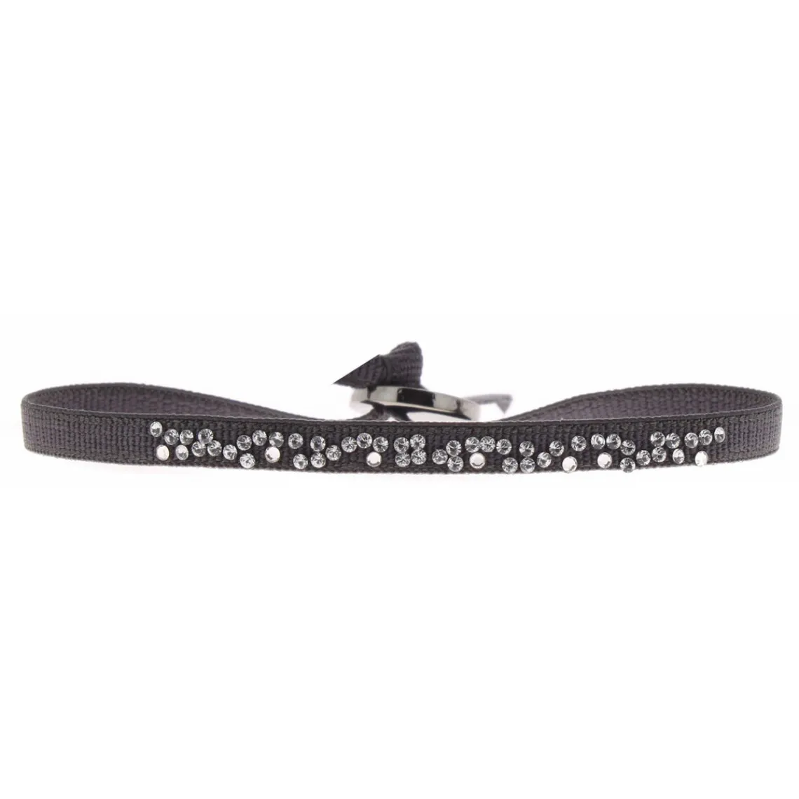 Les Interchangeables Bracelet A38412 - Bracelet Tissu Gris Cristaux de haute qualité Femme | Femme Bracelet