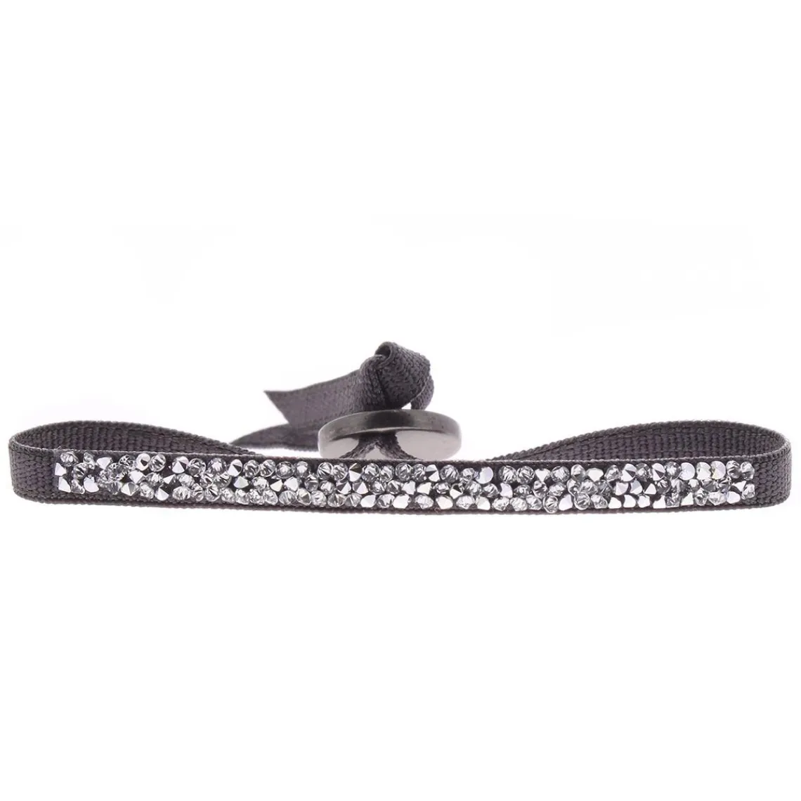 Les Interchangeables Bracelet A39542 - Bracelet Tissu Gris Cristaux de haute qualité Femme | Femme Bracelet