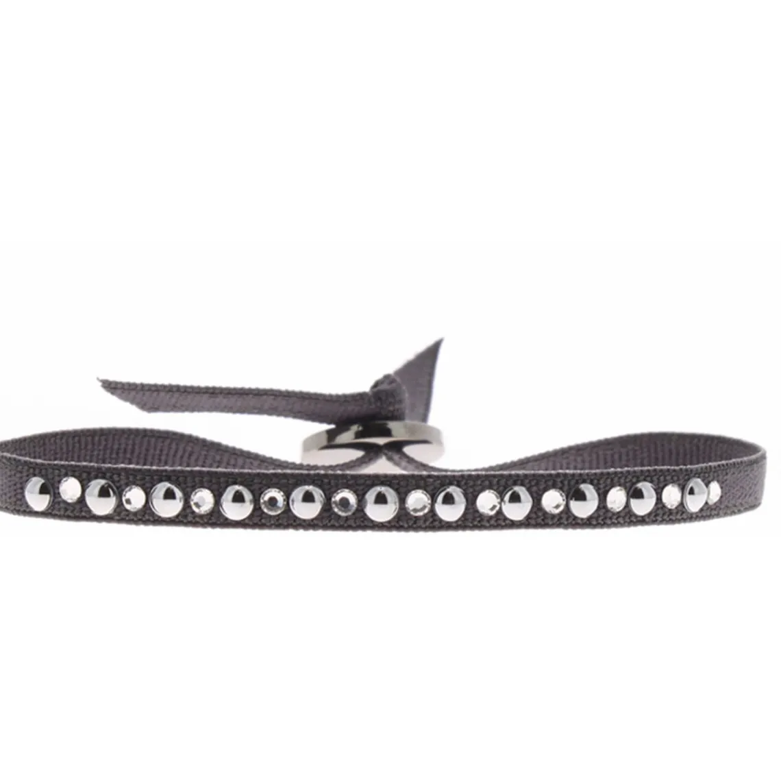 Les Interchangeables Bracelet A35389 - Bracelet Tissu Gris Cristaux de haute qualité Femme | Femme Bracelet