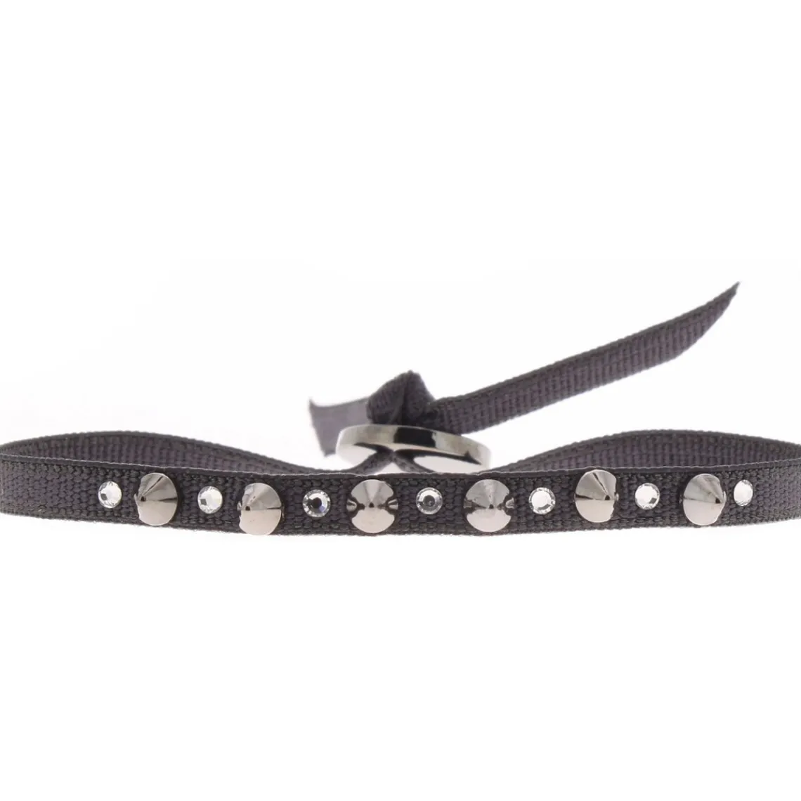 Les Interchangeables Bracelet A38169 - Bracelet Tissu Gris Cristaux de haute qualité Femme | Femme Bracelet