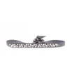 Les Interchangeables Bracelet A30459 - Bracelet Tissu Gris Cristaux de haute qualité Femme | Femme Bracelet